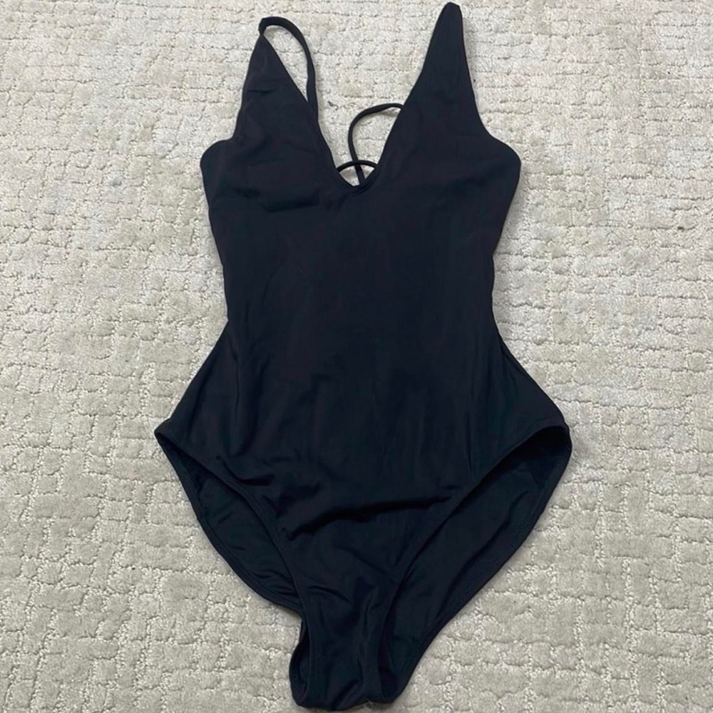 TA3 Black Plungey One Piece Swim